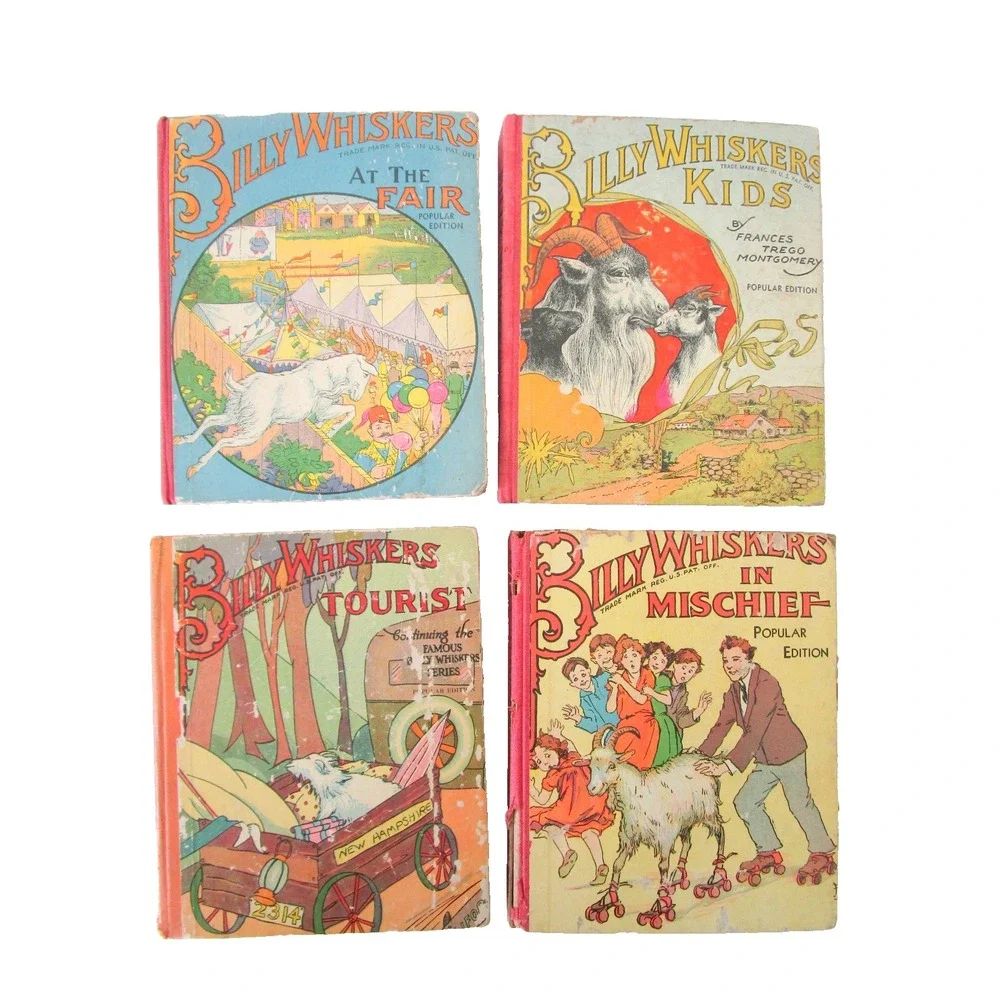 Billy Whiskers Series Lot of 4 Early Antiquarian Children's Books Goat Tourist